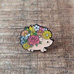 pin's hérisson fleuri